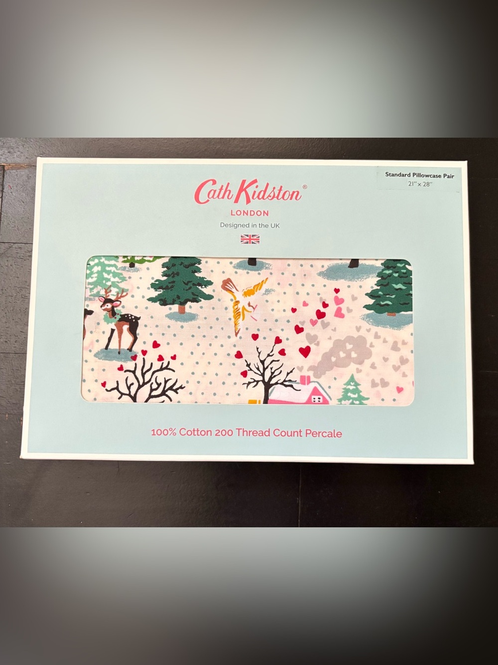 Cath‎ Kidston London SHINE BRIGHT Cream Christmas 2 STANDARD Cotton Pillowcases